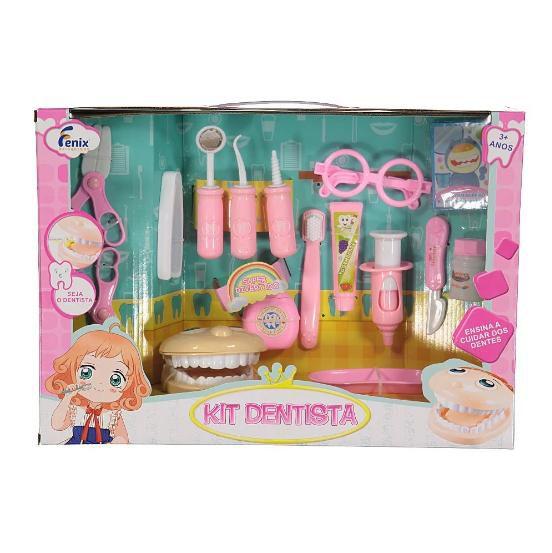 Imagem de Brinquedo kit dentista grande para meninas rosa - fênix