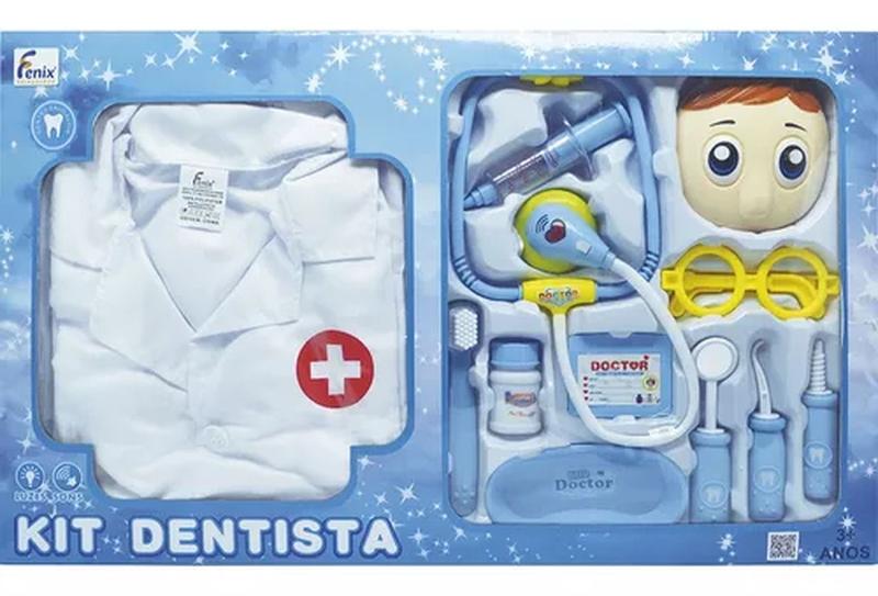 Brinquedo Kit Dentista Infantil Azul Com 12 Peças - Fenix 806 Imagem de Brinquedo Kit Dentista Infantil Azul Com 12 Peças - Fenix 806