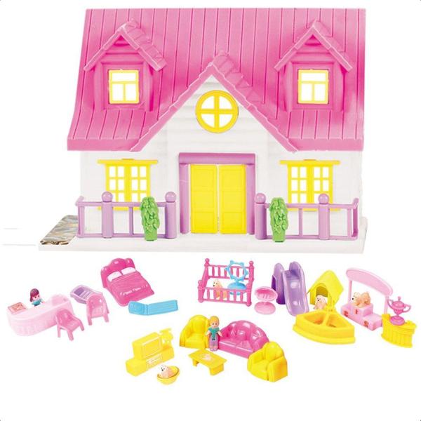 Imagem de Brinquedo kit Especialidades Doce Lar Casinha De Boneca Peças de Encaixe Dois Ambientes +De 3 Anos Polibrinq - 6019