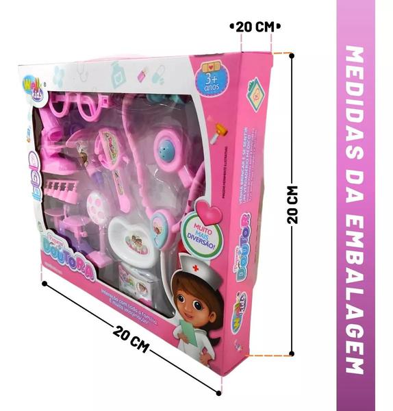 Imagem de Brinquedo Kit Médico Infantil Dourota Wellmix Rosa 10 Peças