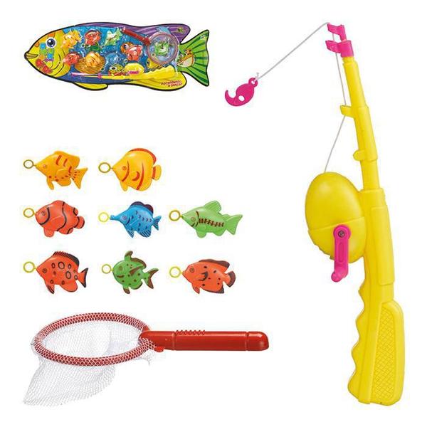 Imagem de Brinquedo Kit Pega Peixe Com Vara Rede E 8 Peixes