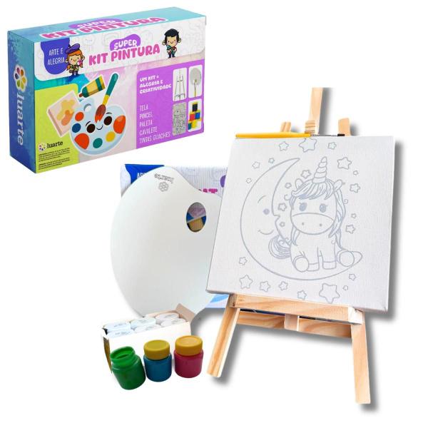 Imagem de Brinquedo Kit Pintura Infantil Cavalete Presente Criança Menino Menina Pintar 3 4 5 anos