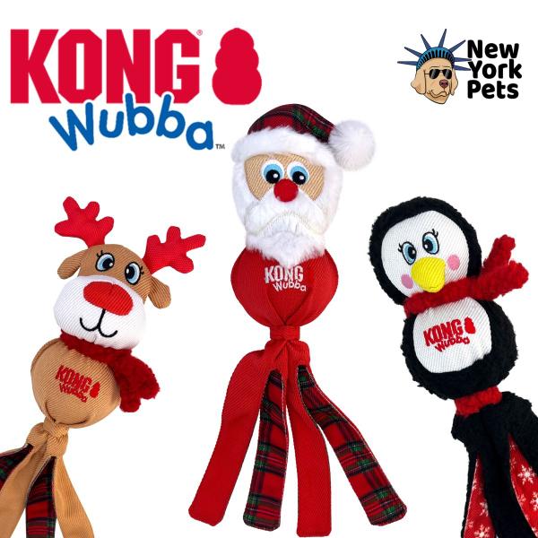 Imagem de Brinquedo Kong Wubba Holiday Assorted Pinguim Cabo de Guerra Com Apito para Cachorro Grande