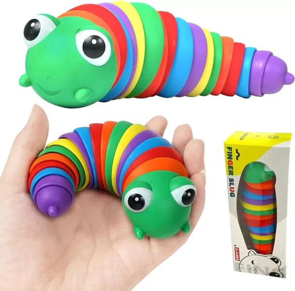 Imagem de Brinquedo Lagarta/Lesma Fidget Slug Brinquedo Colorido Articulado Anti Estresse TIK TOK