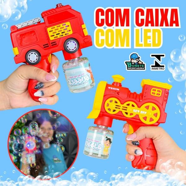 Imagem de Brinquedo Lança Bolhas com Luzes - Trem e Caminhão Divertidos para Crianças