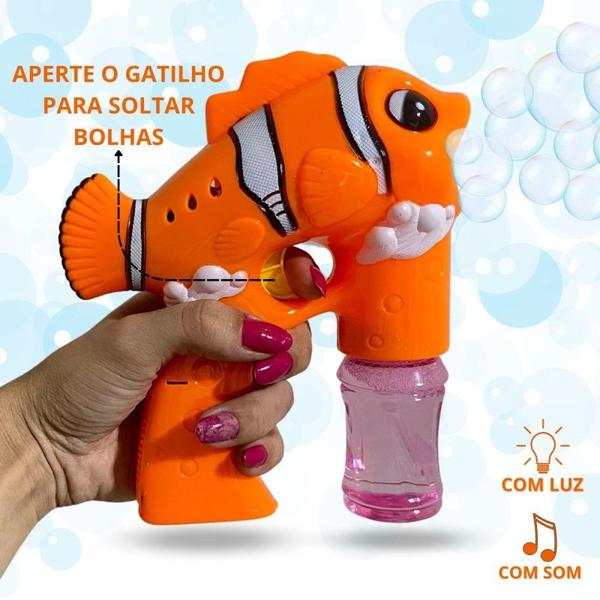 Imagem de Brinquedo Lança Bolhas De Sabão Peixinho Com Som Luz água