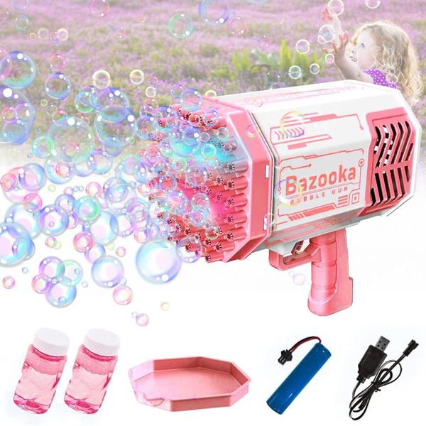 Brinquedo Lançador Bolhas De Sabão Recarregável Luz Led Bazuca Rosa - FUN GAME - Toy King Imagem de Brinquedo Lançador Bolhas De Sabão Recarregável Luz Led Bazuca Rosa - FUN GAME