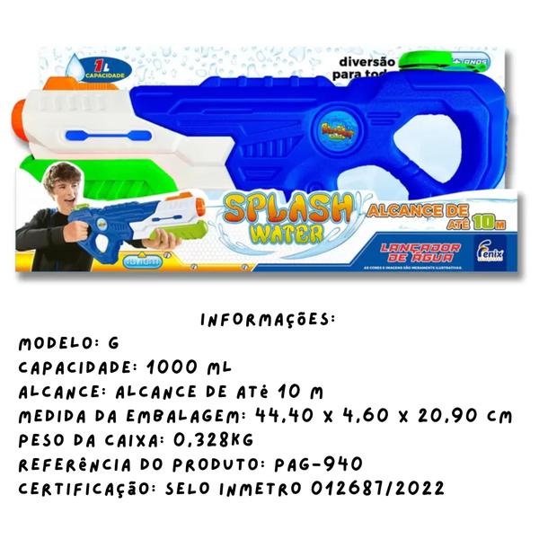 Imagem de Brinquedo Lançador de Água Water Splash Capacidade de Até 1L para Crianças a Partir de 5 Anos Fenix Brinquedos - PAG-940