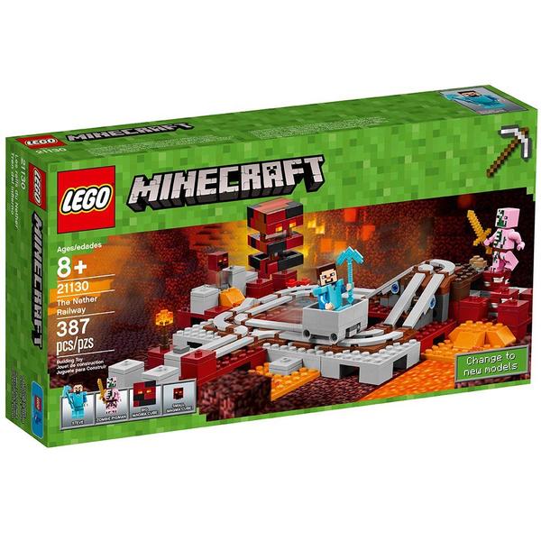 Imagem de Brinquedo LEGO Minecraft The Nether Railway 21130 com Steve e Zombi