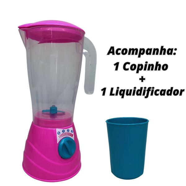 Imagem de Brinquedo Liquidificador Cozinha Infantil Faz De Conta Rosa Criança Presente Menina Faz de Conta Utensílio Com Copinho