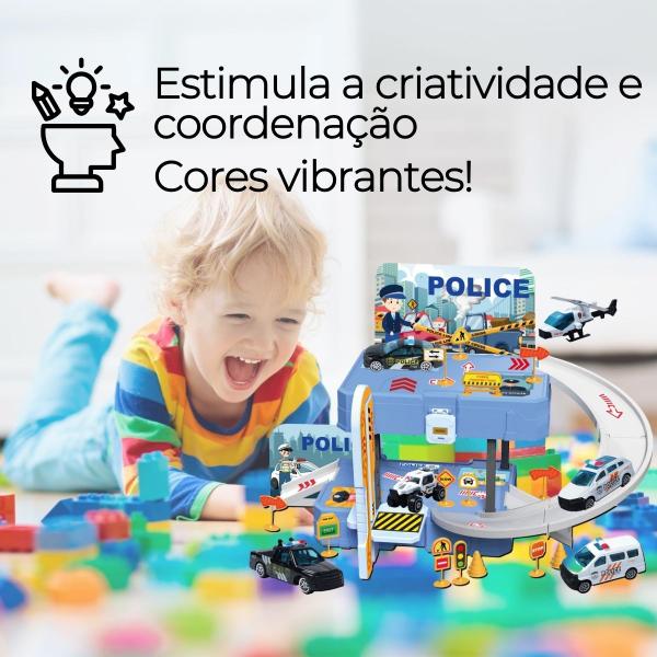 Imagem de Brinquedo Maleta de Carrinho com Temas Estação Policial e Pista de Corrida