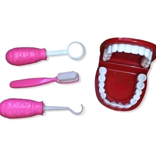 Imagem de Brinquedo Maleta Dentista Rosa Com Acessorios 4 Pecas