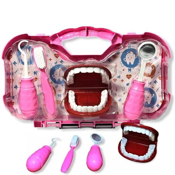 Imagem de Brinquedo Maleta Dentista Rosa Com Acessorios 4 Pecas