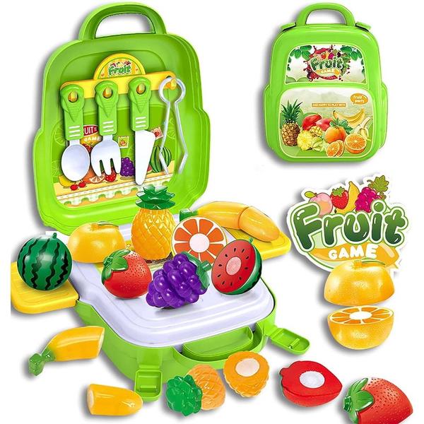 Imagem de Brinquedo Maleta  Frutas 3 em1 / Mochila 24 Peças Verde