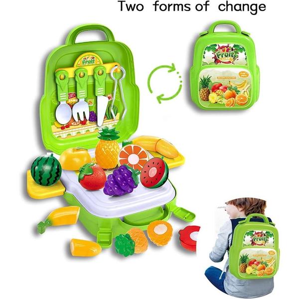 Imagem de Brinquedo Maleta  Frutas 3 em1 / Mochila 24 Peças Verde