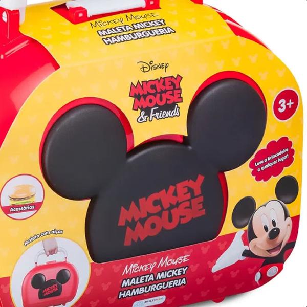 Imagem de Brinquedo Maleta Mickey Hamburgueria 7 Acessórios +3 Anos Criatividade Coordenação E Imaginação Multikids - BR1565