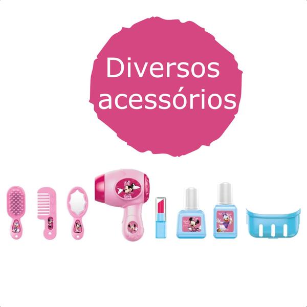 Brinquedo Maleta Minnie Cabeleireira Rosa Com Alças Diversos Acessórios Acima de 3 Anos Multikids - BR1567 Imagem de Brinquedo Maleta Minnie Cabeleireira Rosa Com Alças Diversos Acessórios Acima de 3 Anos Multikids - BR1567