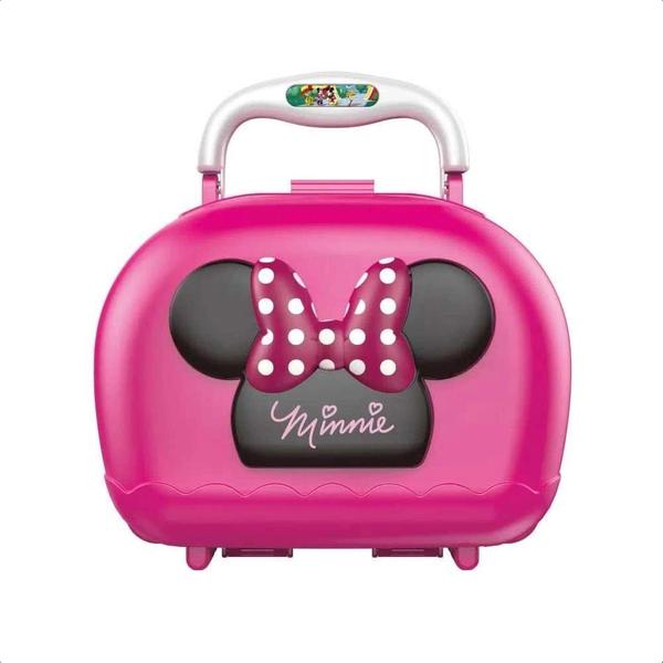 Imagem de Brinquedo Maleta Minnie Cabeleireira Rosa Com Alças Diversos Acessórios Acima de 3 Anos Multikids - BR1567