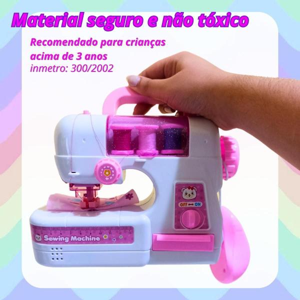 Imagem de Brinquedo Máquina De Costura Elétrica Pano Linha E Agulha