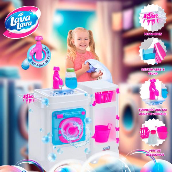 Imagem de Brinquedo Máquina De Lavar Lava Lava Lavanderia 8038 Saí Água De Verdade Magic Toys