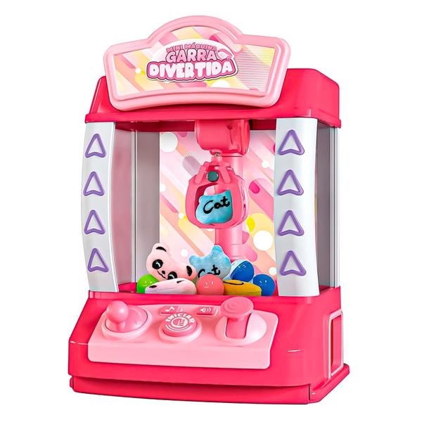 Imagem de Brinquedo Máquina Garra Divertida De Pegar Pelucias Infantil Rosa Com Luz E Som - Dm Toys