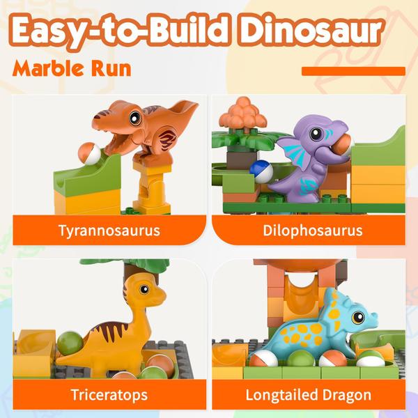 Imagem de Brinquedo Marble Run Airkid para crianças de 3 a 8 anos com blocos de dinossauro