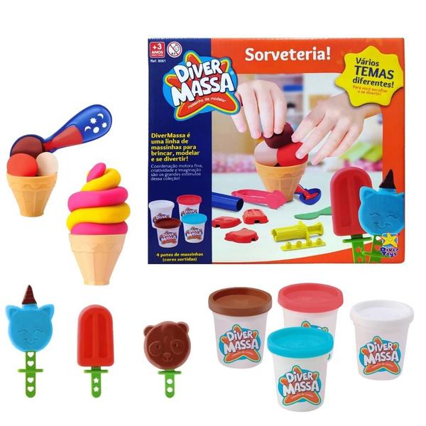 Imagem de Brinquedo Massa Massinha De Modelar Sorveteria 13 Acessórios