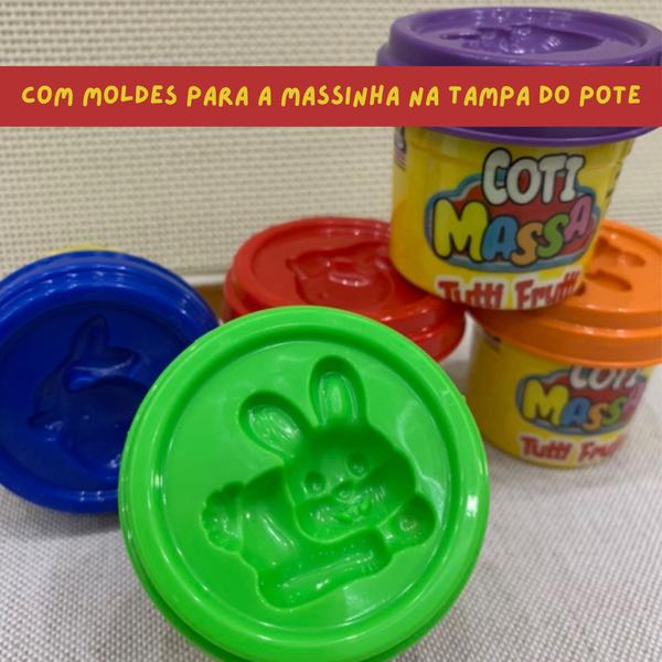 Imagem de Brinquedo Massinha Coti Massa Tutti Frutti Kit Festa com 5 Potes com Molde na Tampa Cotiplás - 2629