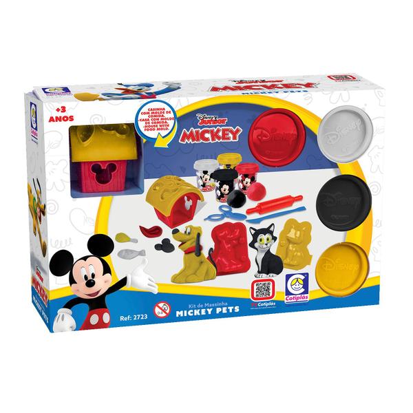 Imagem de Brinquedo Massinha De Modelar Disney Para Crianças Temática Mickey Mouse Pets Com Acessórios Coloridos - Cotiplás