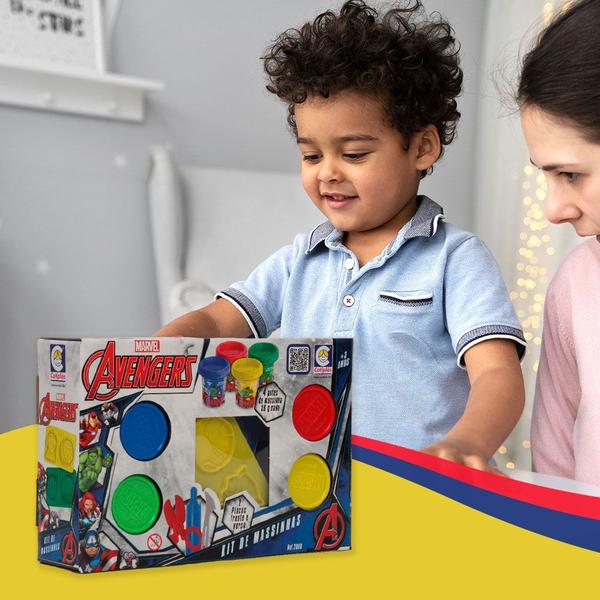 Imagem de Brinquedo Massinha Infantil Heróis Vingadores 9 Acessórios