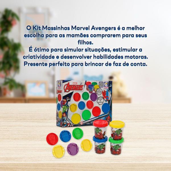 Imagem de Brinquedo Massinha Infantil Vingadores Com 13 Acessórios