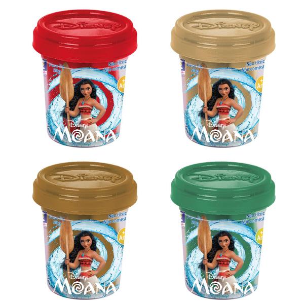 Imagem de Brinquedo Massinha Moana E Maui Disney Conjunto Com Massa E Acessórios Moldes Dos Personagens - Cotiplás