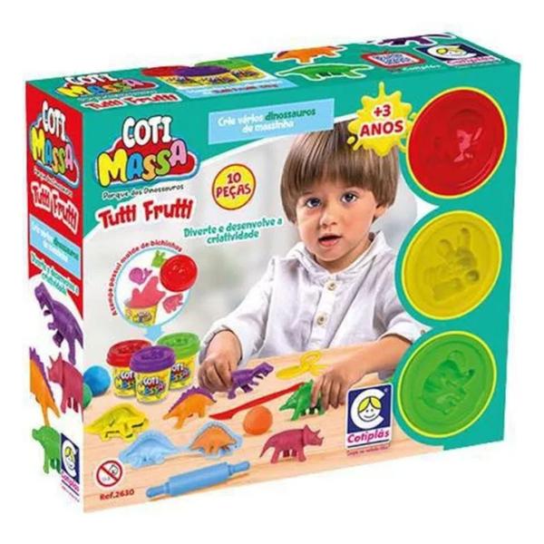 Imagem de Brinquedo Massinha Modelar Atóxica Coti Tutti Frutti com Molde de Animais Parque dos Dinossauros Cotiplas - 2630