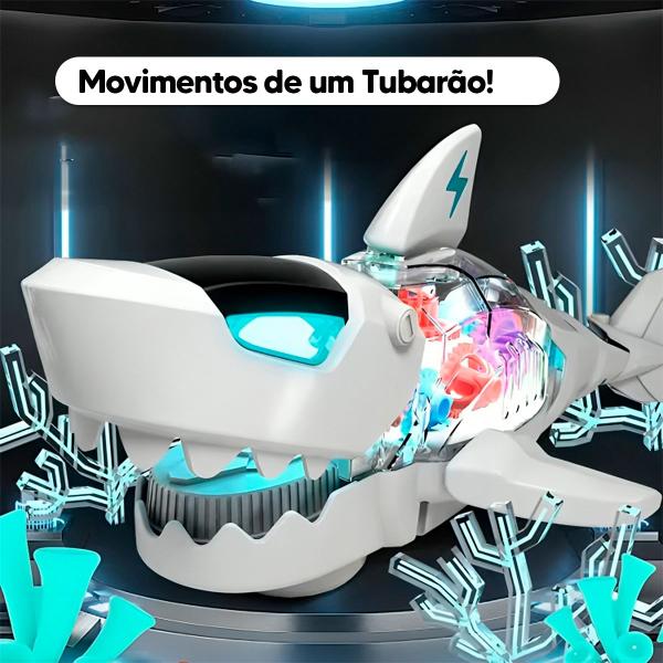 Imagem de Brinquedo Meca Tubarão Branco Robô C/ Luz 7204 - Braskit