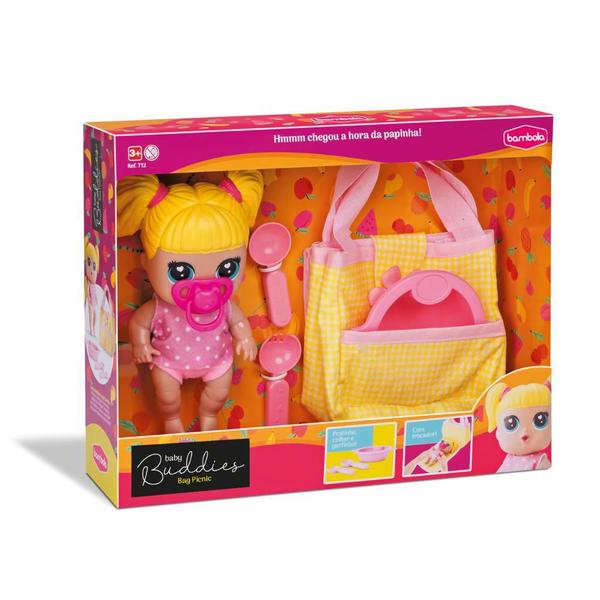 Imagem de Brinquedo Menina Bebê Boneca Papinha Baby Buddies Bag Picnic