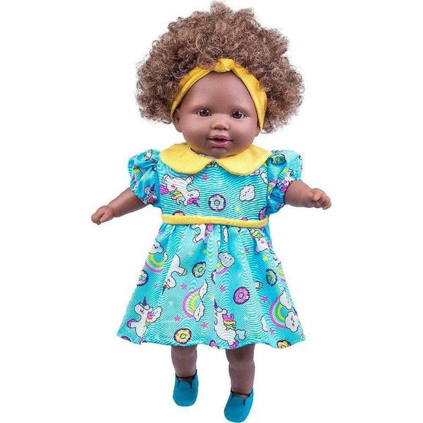 Imagem de Brinquedo Menina Boneca Bebê Negra Tayla Cabelo Castanho