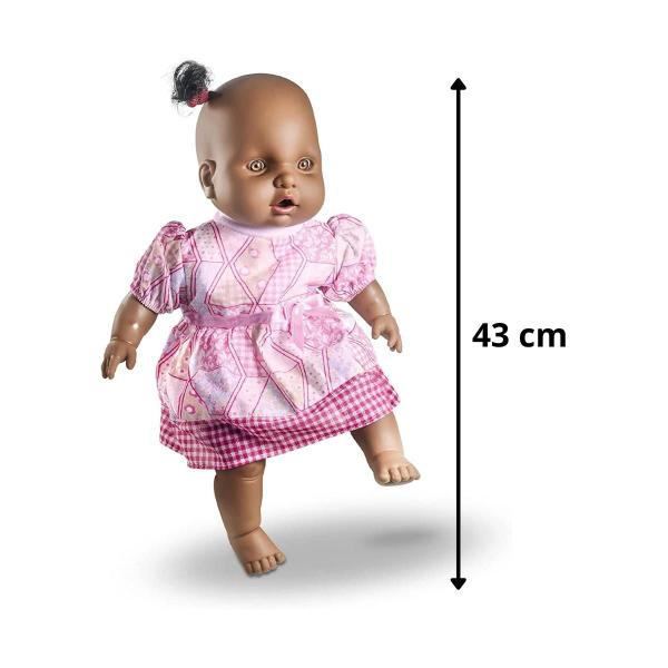 Imagem de Brinquedo Menina Boneca Bebê Negra Vinil e Tecido Macio 43cm