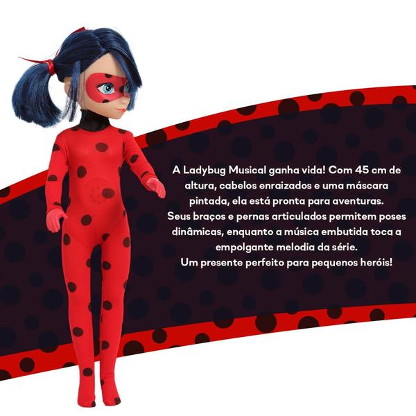 Imagem de Brinquedo Menina Boneca Ladybug Miraculous 45cm Com Som