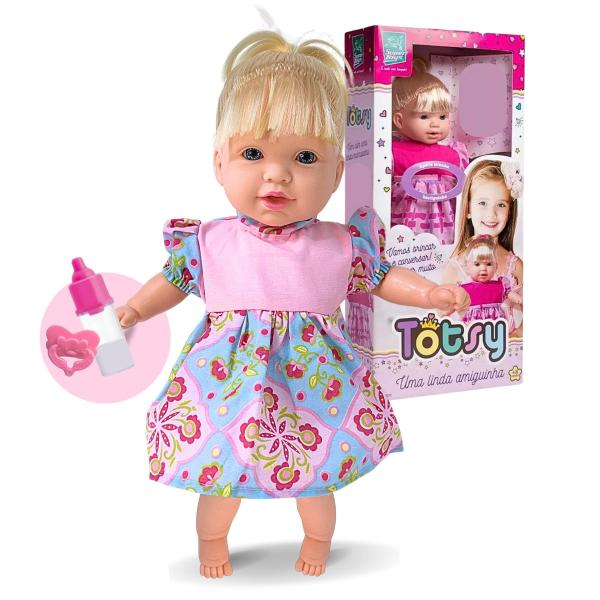 Brinquedo Menina Boneca Totsy Vinil E Tecido 43cm Acessórios - Super Toys Imagem de Brinquedo Menina Boneca Totsy Vinil E Tecido 43cm Acessórios