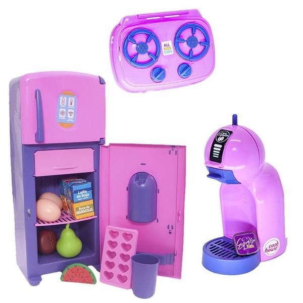 Imagem de Brinquedo Menina Cozinha Geladeira Comida Expresso Fogão 13P