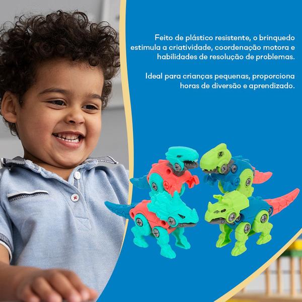 Imagem de Brinquedo Menino Kit Dinossauro Infantil De Montar 4 Peças