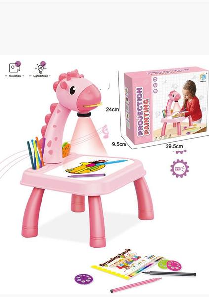 Imagem de Brinquedo mesa de girafa interativa com projetor de desenho Rosa