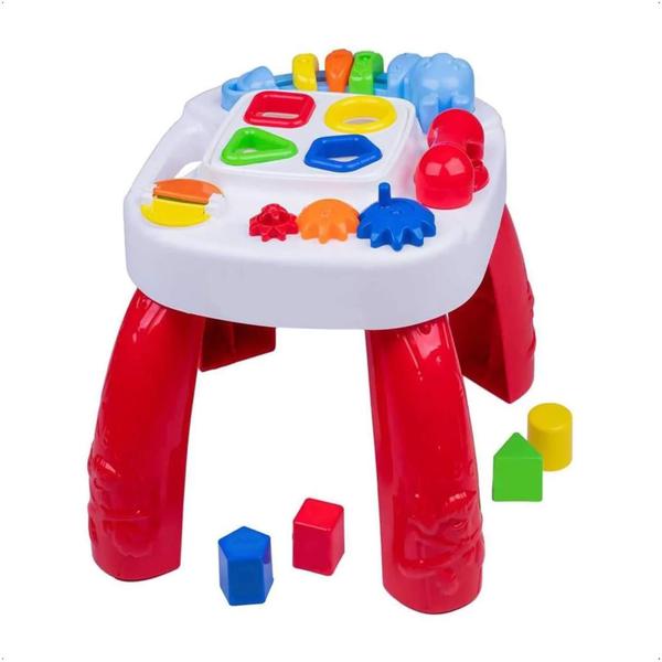 Imagem de Brinquedo Mesinha Didática Infantil 21cm de Altura com Blocos Interativos Cotiplas - 2390