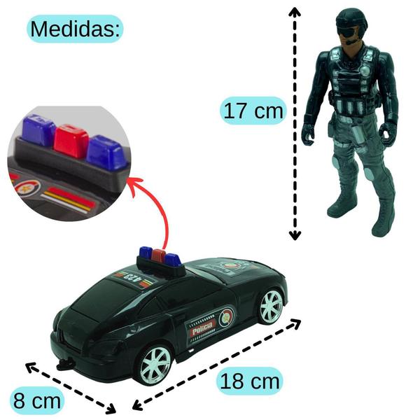 Imagem de Brinquedo Militar Carrinho + Boneco Policia presente menino Carrinho e boneco articulado - Bs Toys