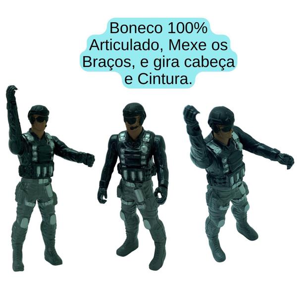 Imagem de Brinquedo Militar Carrinho + Boneco Policia presente menino Carrinho e boneco articulado - Bs Toys