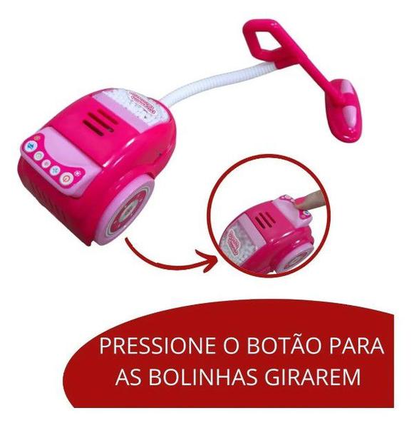 Imagem de Brinquedo Mini Aspirador De Pó Infantil Luzes Som Rosa