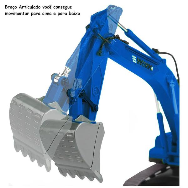 Brinquedo Mini Escavadeira Azul Gira 360 000986 - Shiny Toys - SHINY TOYS Imagem de Brinquedo Mini Escavadeira Azul Gira 360 000986 - Shiny Toys