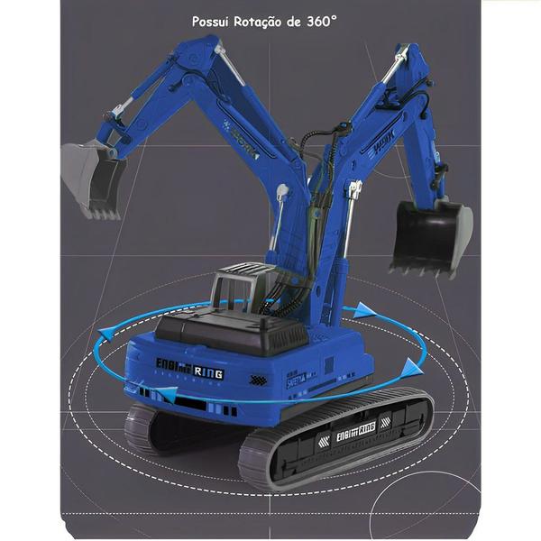 Brinquedo Mini Escavadeira Azul Gira 360 000986 - Shiny Toys - SHINY TOYS Imagem de Brinquedo Mini Escavadeira Azul Gira 360 000986 - Shiny Toys