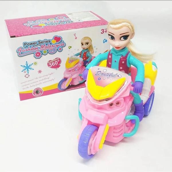 Imagem de Brinquedo mini princesa boneca na moto com luz e música