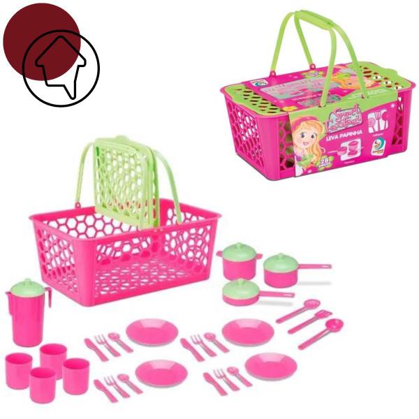 Imagem de Brinquedo Mini Utensílios Cozinha - Cesta Leva Papinha - Cestinha Piquenique Infantil - Menina